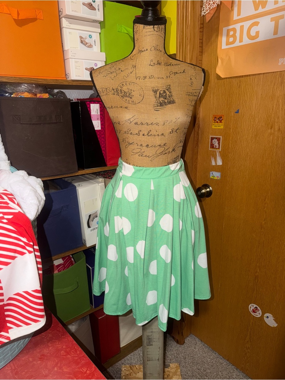 LuLaRoe Mint Green Polka Dot Skater Skirt